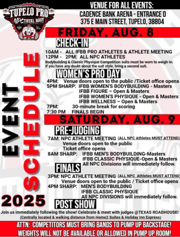 2025 Show Schedule of events